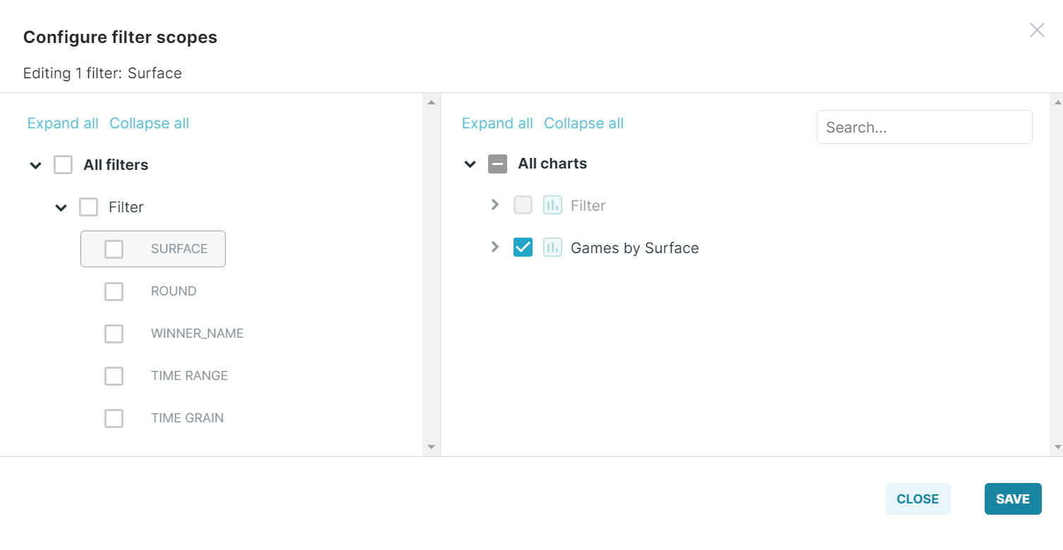 Configure filter scopes