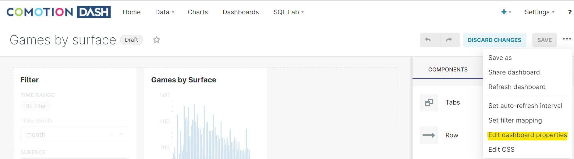 Edit dashboard properties