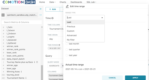 Time range filter